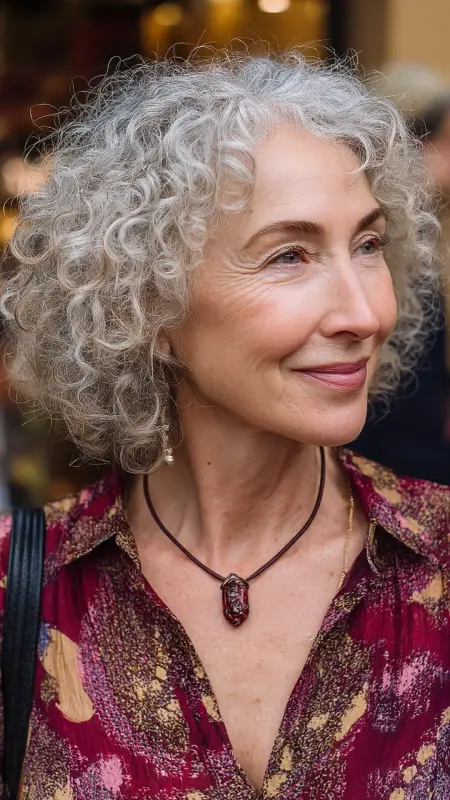 Layered Chin-Length Bob with Curls - Hairstyles for over 70 year old women