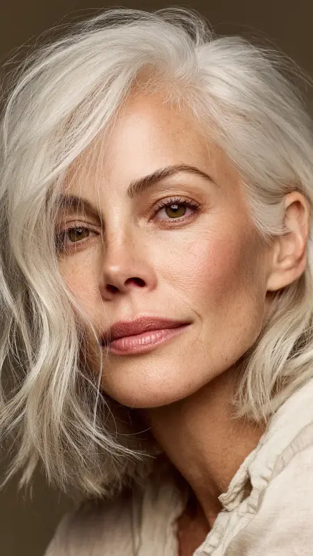 Layered Collarbone Cut with Face-Framing Highlights - medium length hair for women over 50