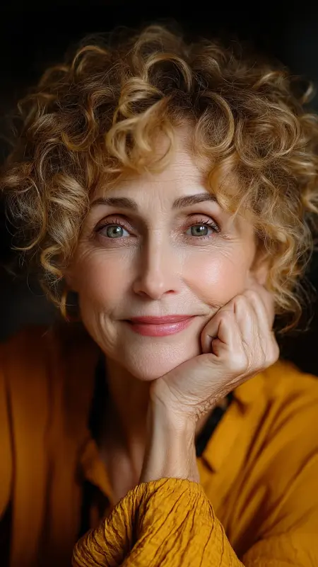 Layered Cut with Defined Curls - Medium length hair with layers over 60 older women