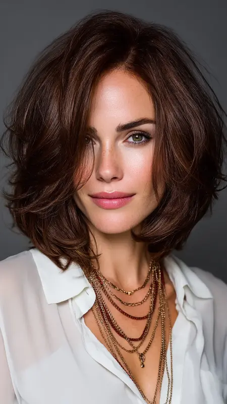 Layered Inverted Bob with Feathered Ends - Inverted Bob Haircuts For Fine Hair