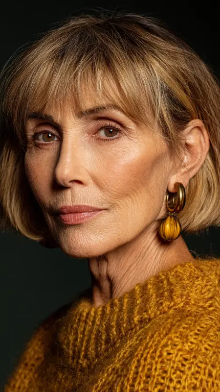 Layered Lob with Curtain Bangs - Hairstyles For Women Over 50 With Thinning Hair