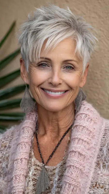 Layered Pixie with Crown Volume - pixie haircuts for women over 60