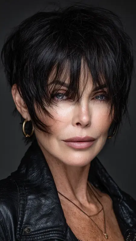 Layered Pixie with Long Bangs - Pixie Cut Hairstyles For Older Women