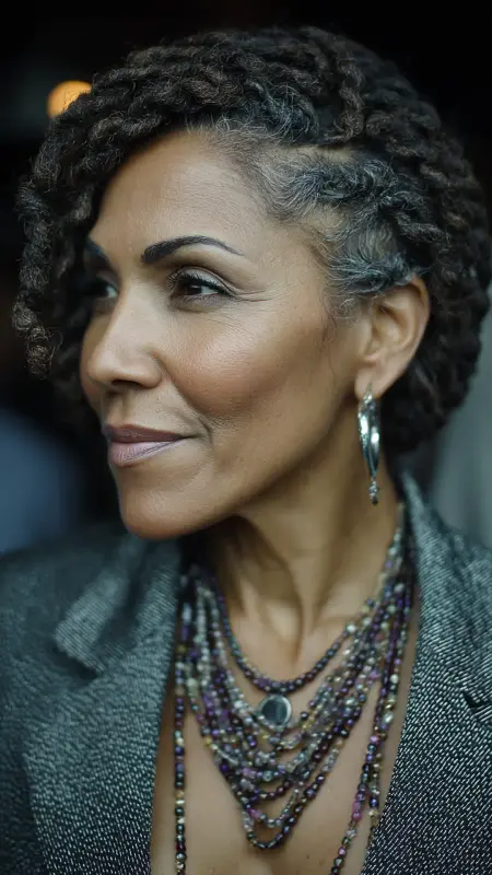 Layered Shoulder-Length Twist Bob - Hairstyles for Older Black Women