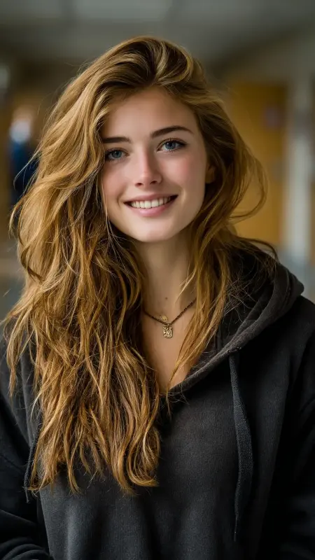 Light Chestnut with Golden Crown Highlights - Hair color ideas for students