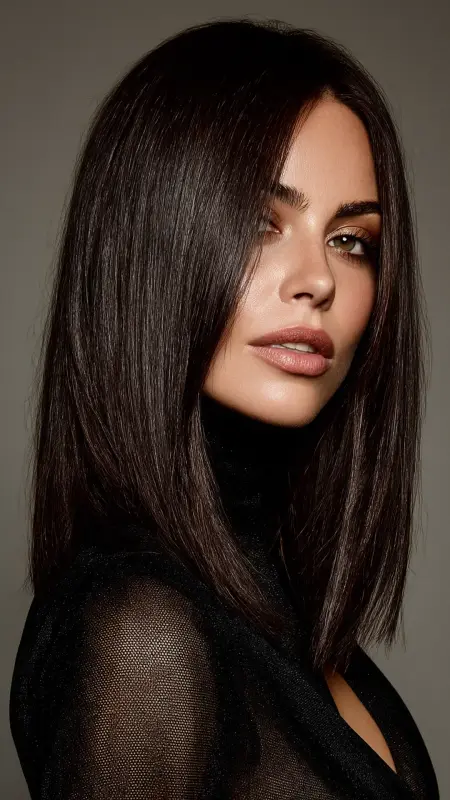 Long Blunt Cut with Sleek Finish - Long Haircuts For Women Over 40