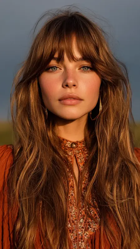 Long Hair with Curtain Bangs -  Youthful haircuts 