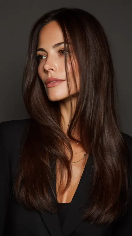 Long Hair with Deep Side Part - Long Haircuts For Women Over 40