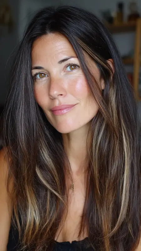 Long Hair with Peekaboo Highlights - Long Haircuts For Women Over 40