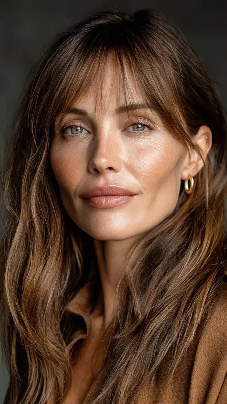 Long Hair with Wispy Bangs - Long Haircuts For Women Over 40