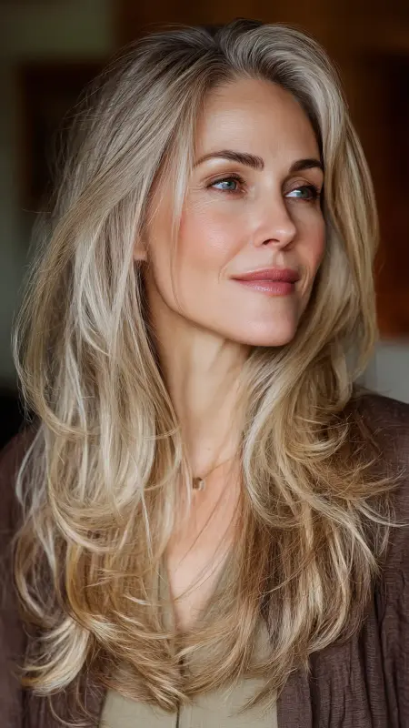 Long Layered Hair with Flip Ends - Long Haircuts For Women Over 40