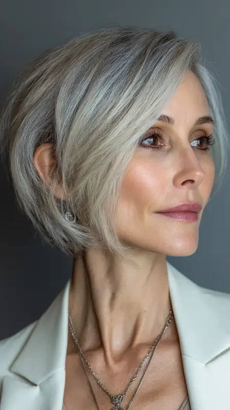 Long Pixie with Side-Swept Bangs - pixie haircuts for women over 60