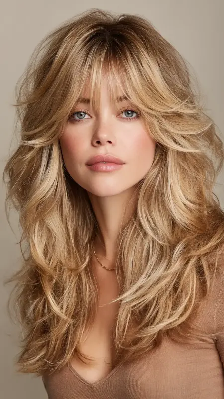 Long Shag with Curtain Bangs - Long Haircuts For Women Over 40