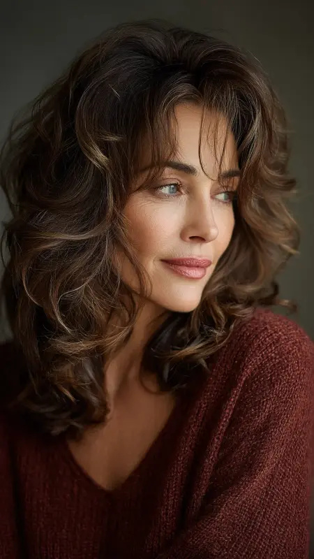 Loose Curled Ends with Side Layers - Shoulder Length Hairstyles For Women Over 60