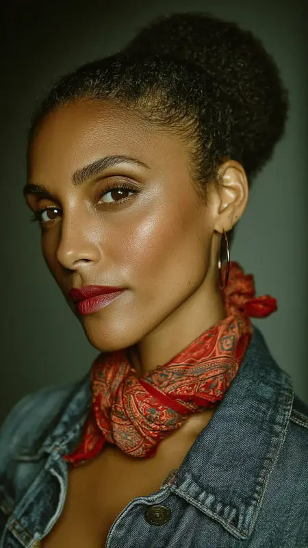 Low Puff with Sleek Edges - Hairstyles for Older Black Women