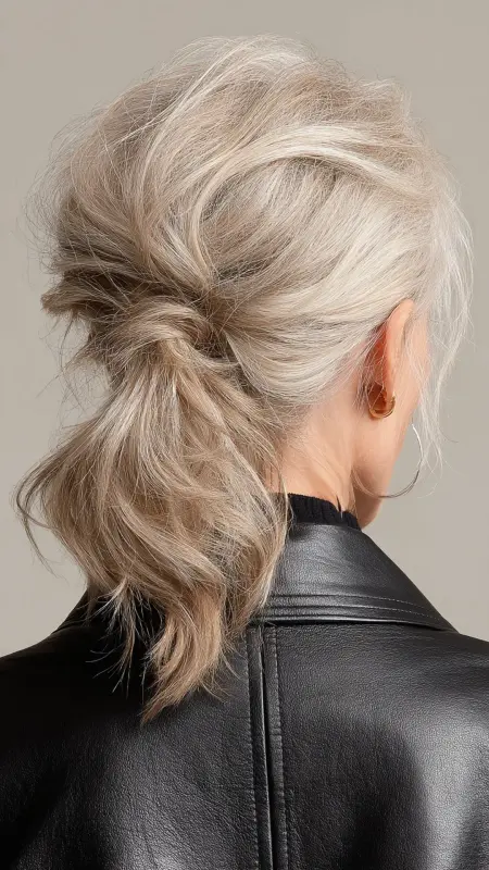 Low Textured Ponytail with Volume - Hairstyles for women over 70 with fine hair