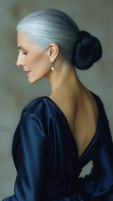 Low Twisted Bun - Hairstyles for over 70 year old women