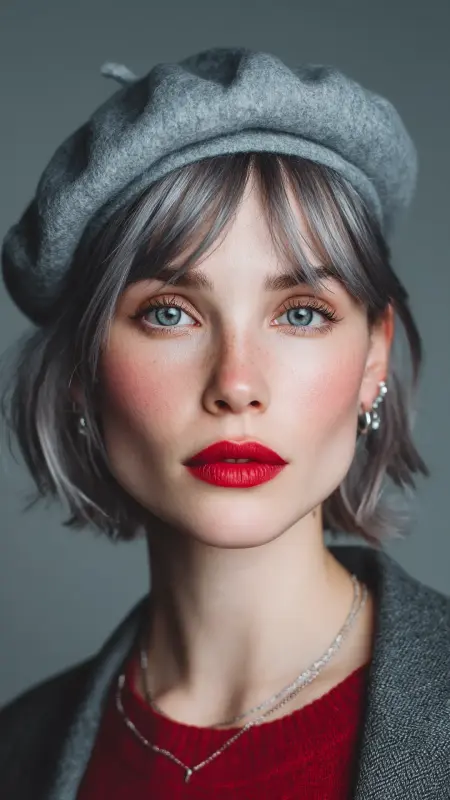 Matte Silver French Bob - silver hair color ideas