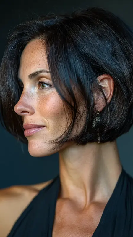 Medium-Length Angled Bob - medium length hair for women over 50