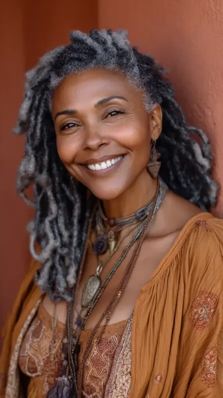 Medium-Length Butterfly Locs - Hairstyles For Black Women Over 50
