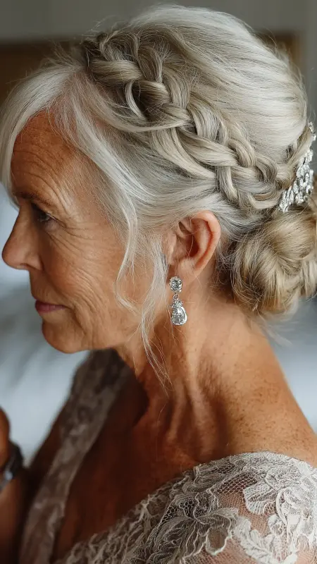 Medium-Length Cut with Braided Crown - medium length hair for women over 50