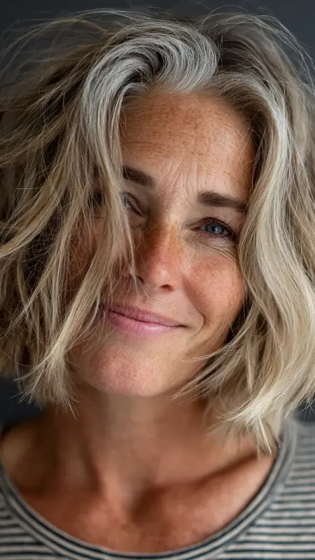 Messy Bob with Choppy Layers - bob hair styles for women over 50