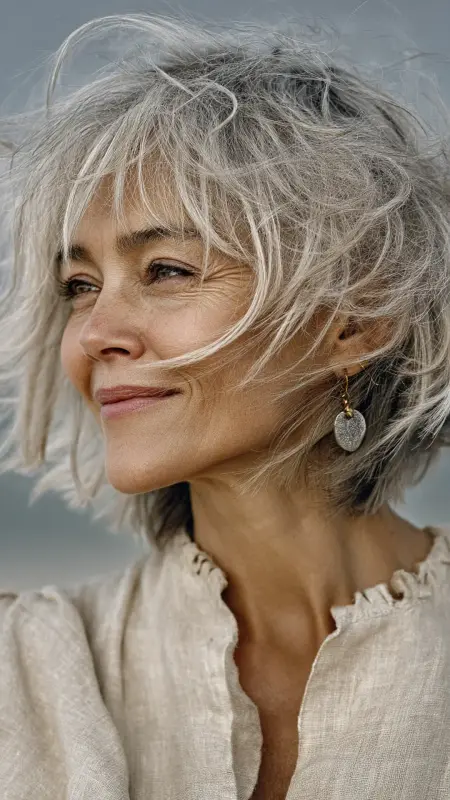 Messy Crop with Tousled Texture - Hairstyles for women over 70 with thinning hair