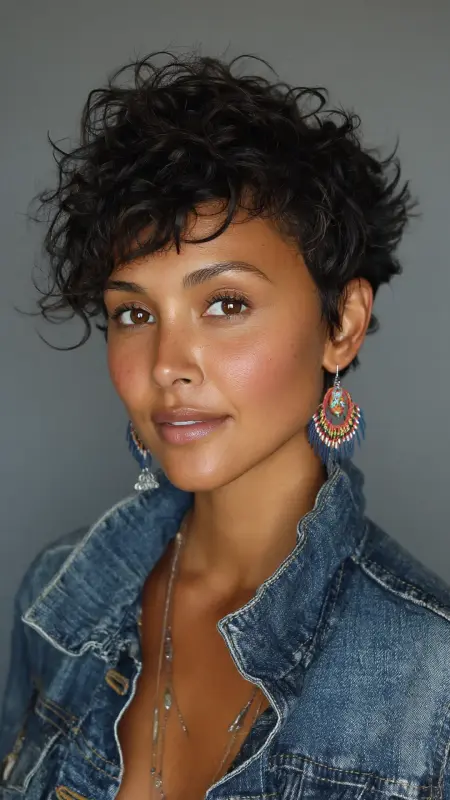 Messy Pixie with Curly Texture - Short pixie haircuts for curly hair