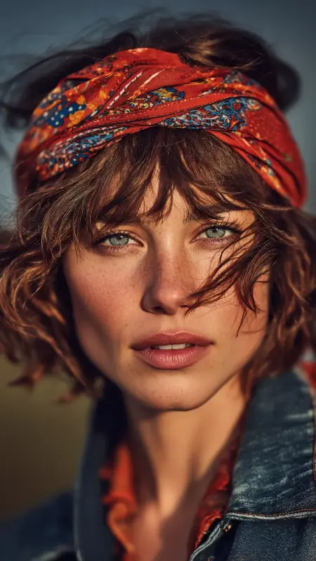 Messy Retro Bob with Headscarf - Retro bob hairstyles
