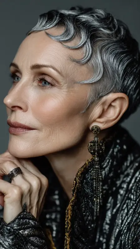 Metallic Silver Finger Waves - silver hair color ideas