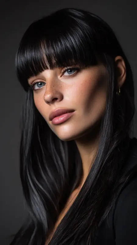 Micro Bangs with Long Hair - Y2k haircuts