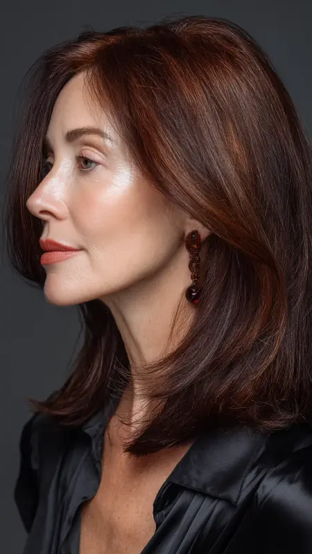 Mid-Length Sleek Cut with Glass Shine Finish - Shoulder Length Hairstyles For Women Over 60