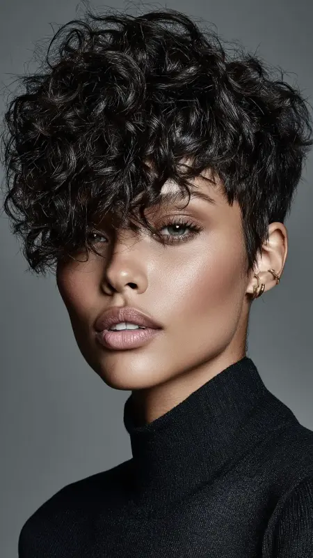 Minimalist Pixie with Finger-Coiled Curls - Short pixie haircuts for curly hair