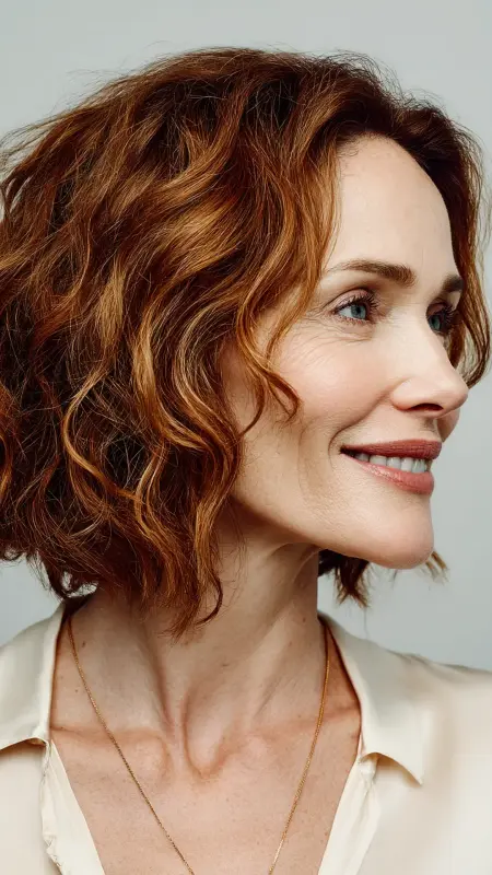 Modern Curled Lob - medium length hair for women over 50