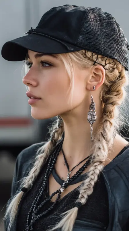 Mohawk Braids -  Trucker Hat Hairstyles 