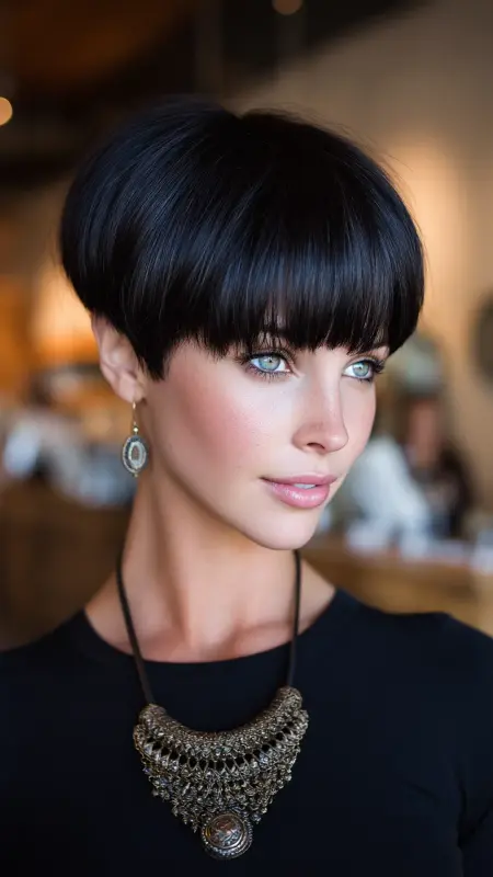 The Midnight Bowl: A Chic Take on the Classic - Mushroom Haircut