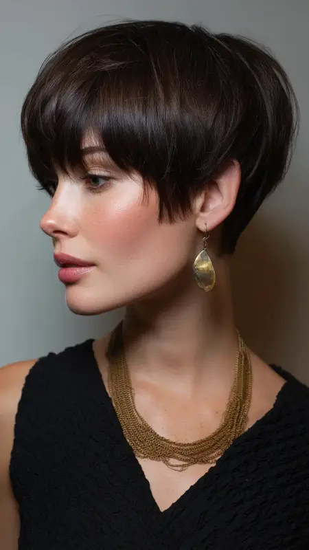 Urban Truffle: The Sophisticated Brunette Crop - Mushroom Haircut