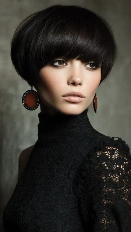 Timeless Chic: The Dark Brown Mushroom Cut Reinvented - Mushroom Haircut