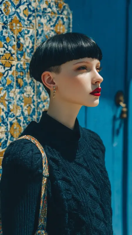Chic Noir Mushroom Cut, Short and Striking - Mushroom Haircut