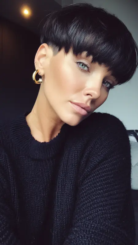 Edgy Elegance: The Textured Mushroom Cut in Deep Mocha - Mushroom Haircut