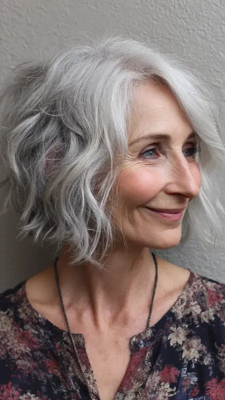 Natural Textured Bob - Hairstyles for 80 year old women