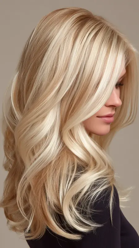 Pearl Blonde with Soft Shadow Roots - Hair color ideas for women over 50