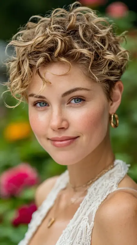 Permed Pixie with Halo Highlight - Permed pixie hairstyles