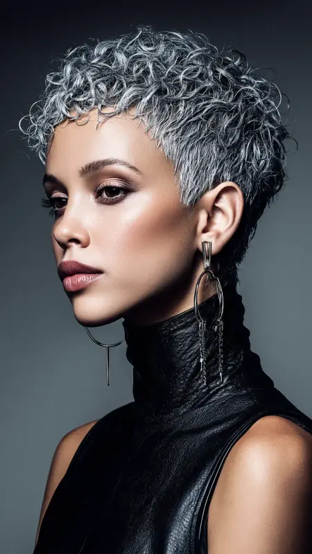 Permed Pixie with Wet and Dry Contrast - Permed pixie hairstyles