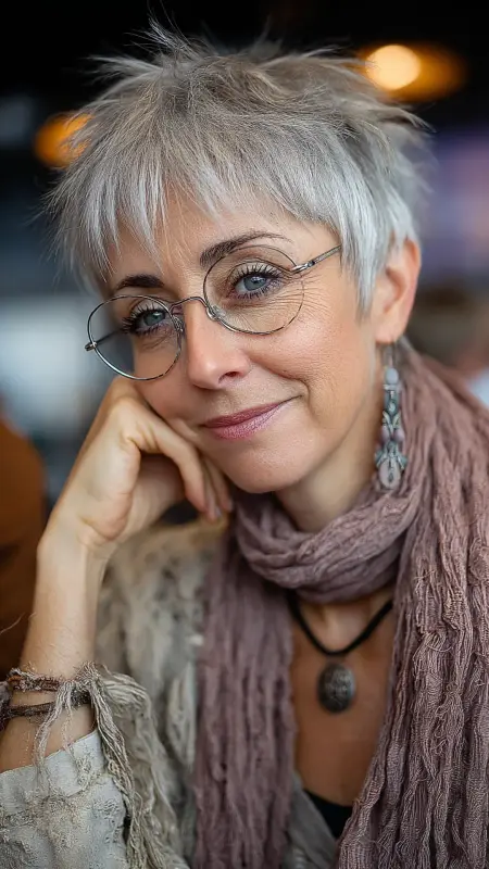 Piecey Pixie with Fringe - Short pixie hairstyles for older women