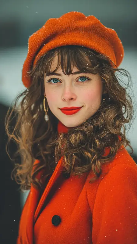 Pin-Up Curly Bangs with Vintage Beanie - Curly Hairstyles With Beanies