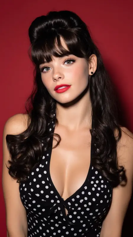 Pin-Up Inspired Blowout with Rolled Curtain Bangs - Blowout with curtain bangs