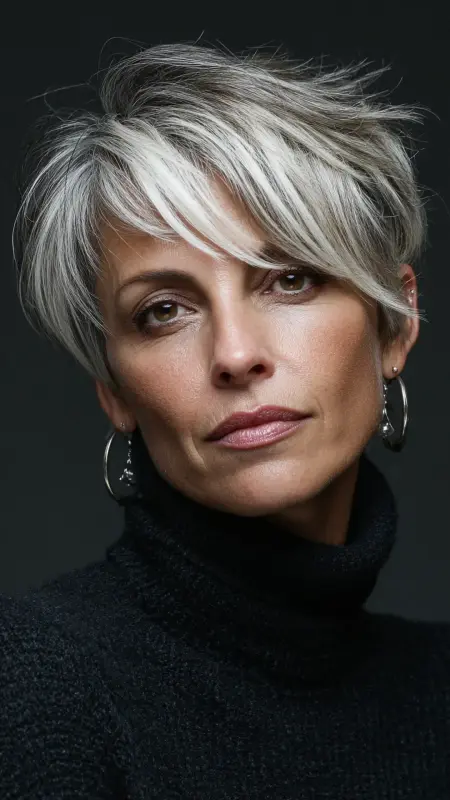 Pixie Bob with Tapered Sides - Hairstyles For Women Over 50 With Thinning Hair