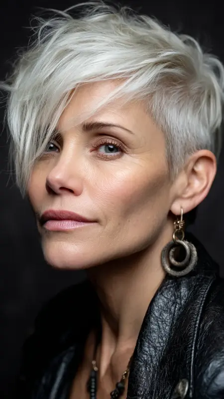 Pixie Cut with Long Top Layers - Haircuts For Women Over 50 With Fine Hair