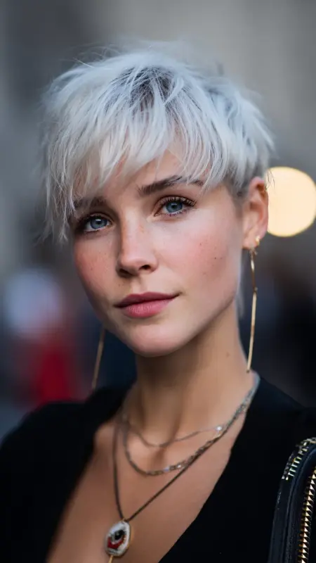 Pixie Cut with Side-Swept Bangs -  Youthful haircuts 